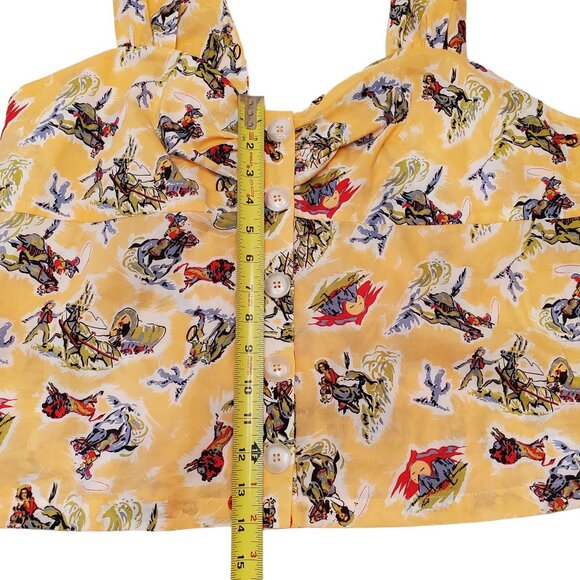 Modcloth Cropped Yellow Western Scene Sleeveless Blouse - Picture 15 of 15